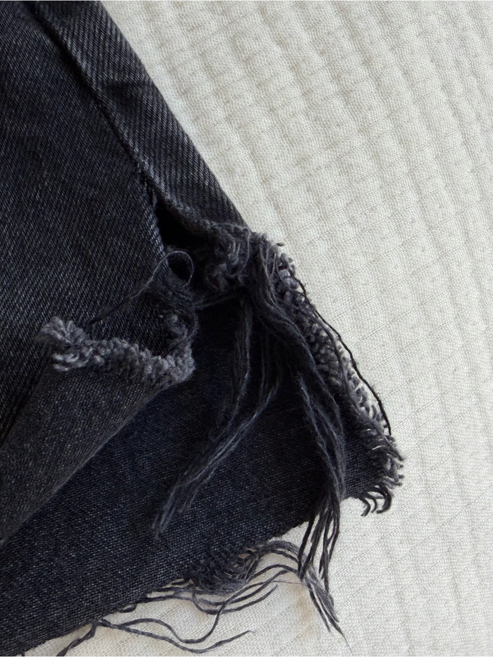 Agolde Black Parker Frayed Hem Denim Shorts - Picture 3 of 6